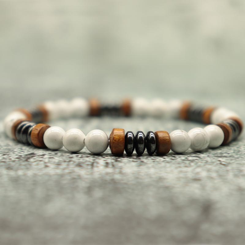New Men Bracelet Natural Stone Handmade Wooden Braslet Beaded Rosary Braclet Hombre