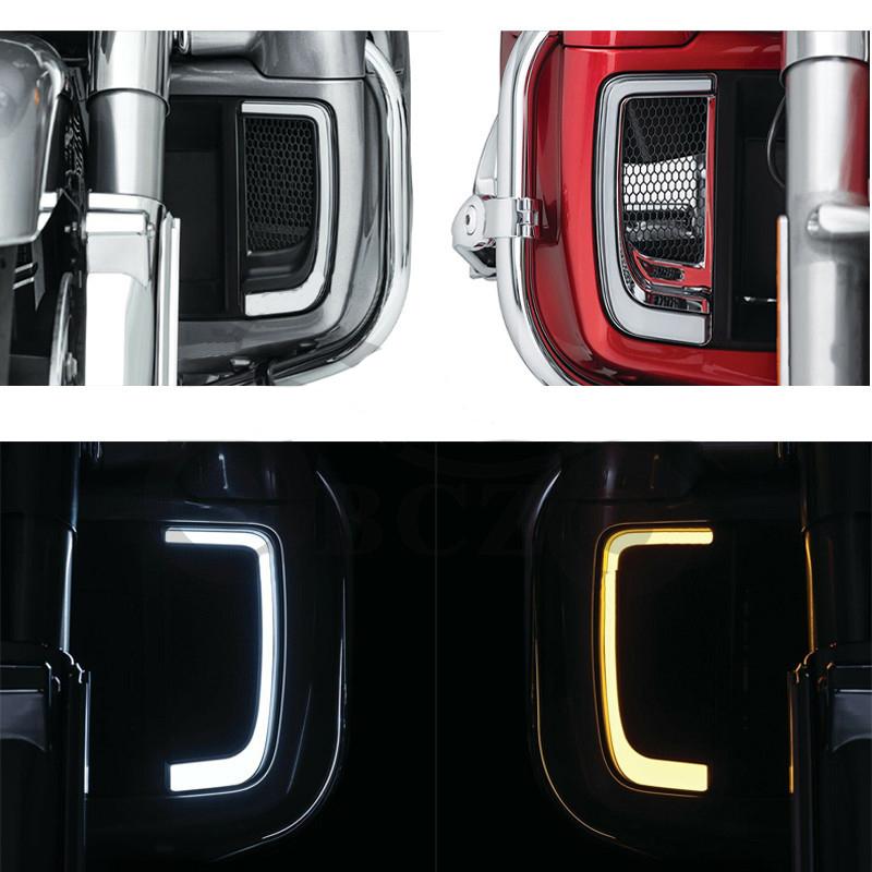 Motorrad LED Tagfahrlicht Blinker Verkleidung Untere Gitter Für Harley Touring Street Electra Glide CVO Limited 2014-2022