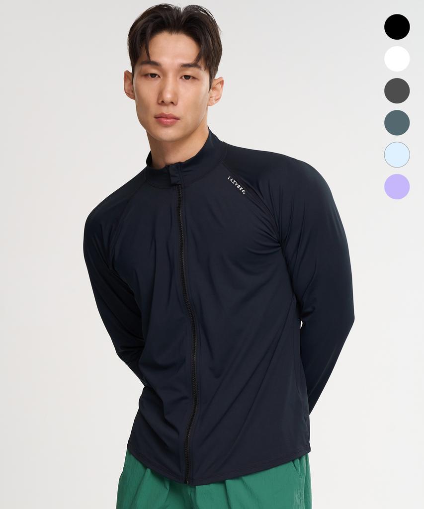 Leijibi Multi-Cooling Essential Loose Fit Zip-Up Rash Guard Men'S & Women'S Long Sleeve Jacket M (6 Colors) (Type A)
