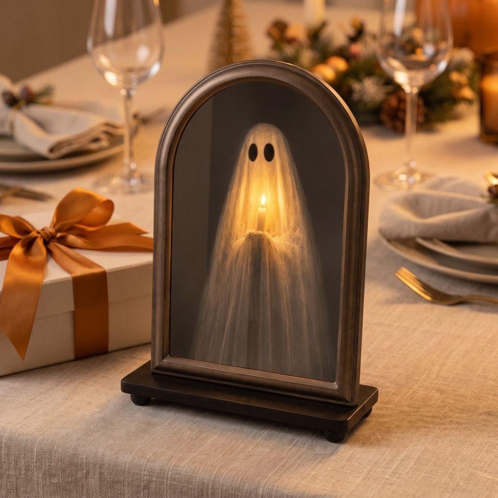 LED Glowing Light Up Ghost Mirror Battery Powered Glowing Ghost Mirror Wall Hanging Mirror  Bedroom