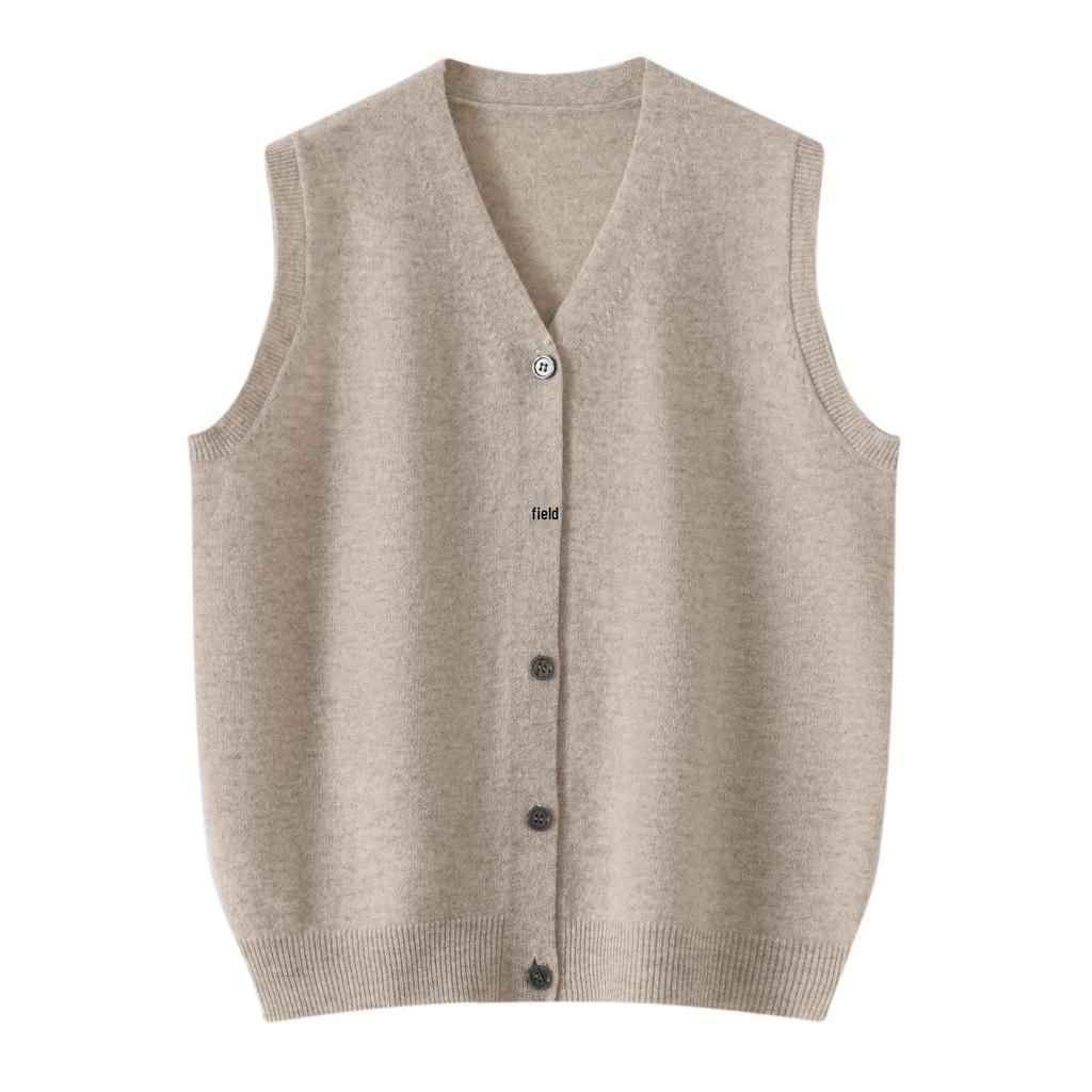 Gilet Cardigan en Laine à Col en V - Printemps/Été 2026 Vêtement d'Extérieur Décontracté Chic à Boutonnage Simple
