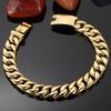 12MM Curb Chain On Hand Jewellery Polished Brushed 316L Stainless Steel Man Bracelet for Men Classic Men's Bracelets Male Strap