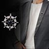 Men's Rhinestone Ship Wheel Brooch: Navy Style Lapel Pin Accessory