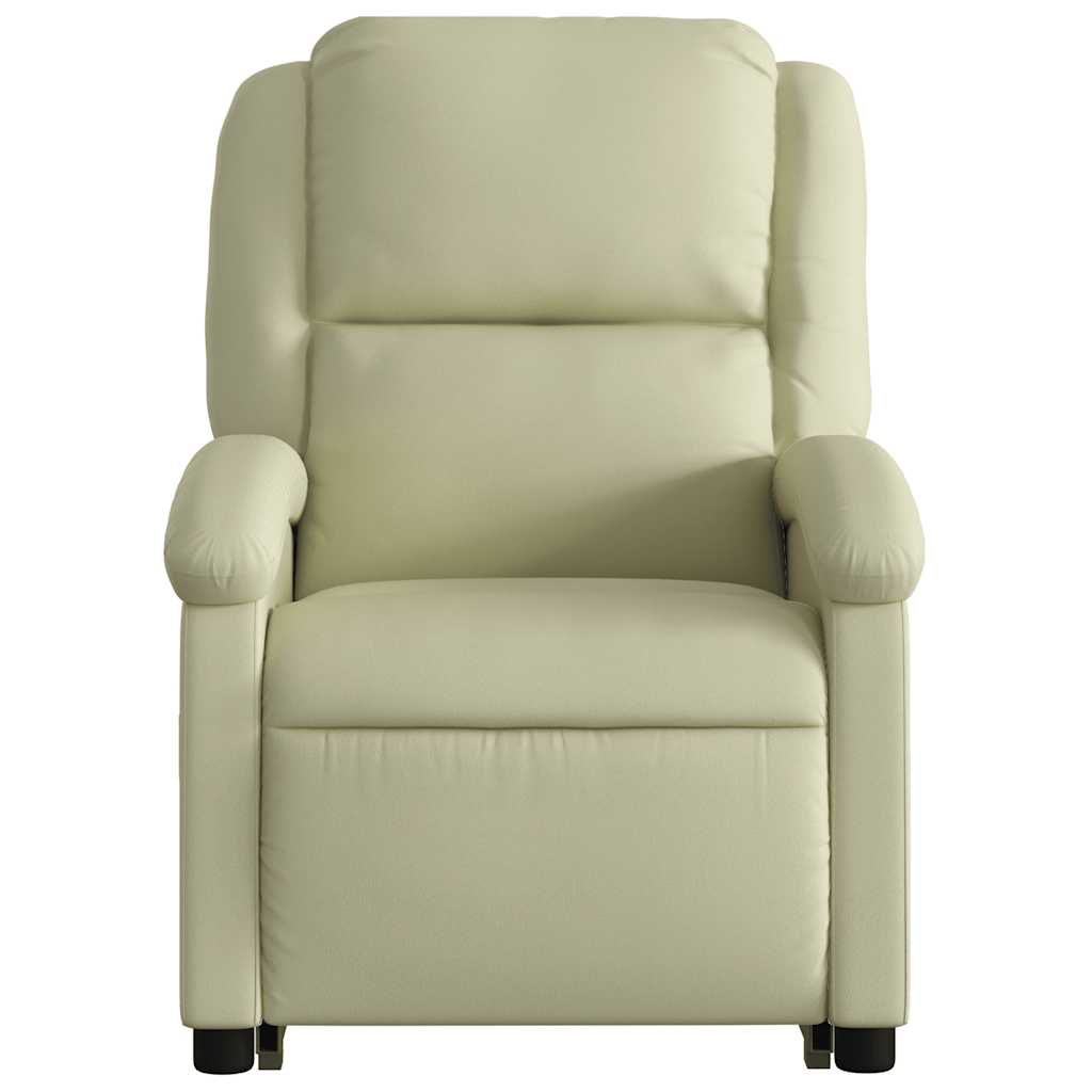 Massage Recliner with Rising Function Cream Genuine Leather