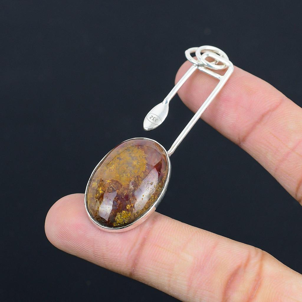 Mothers Day Deal Seam Agate Gemstone Wedding Pendant Jewelry 925 Sterling Silver