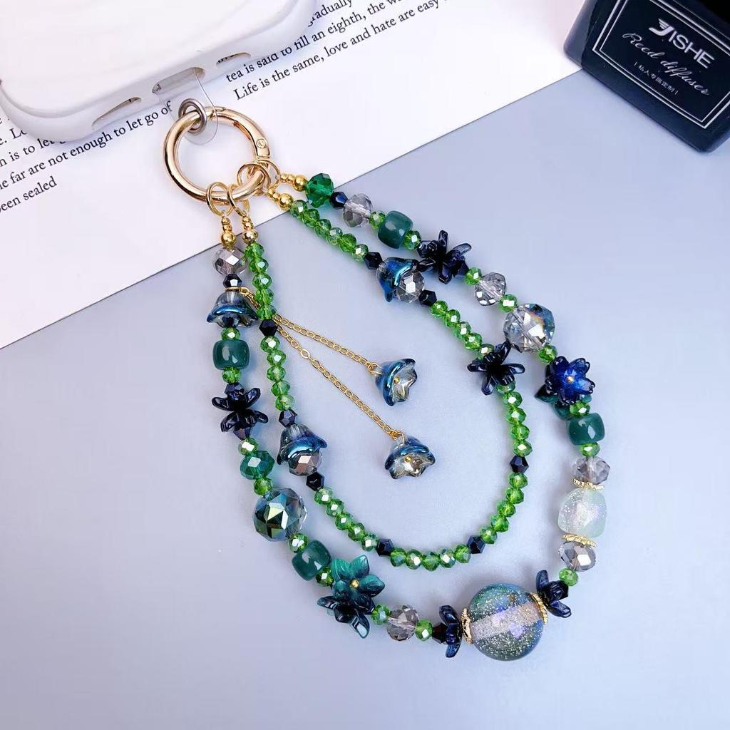 High-End Handmade Crystal Beaded Phone Chain Pendant Keychain for Women
