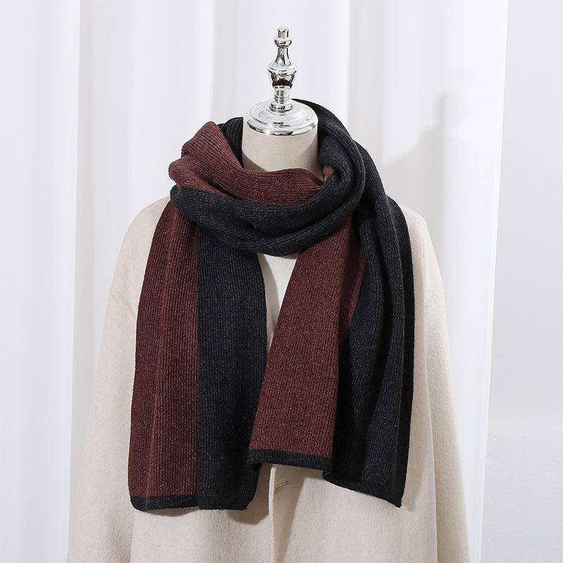

Fashionable Color Blocked Versatile Scarf for Women Winter Warm Long Scarf for Couples Korean Style New Style 30*185cm