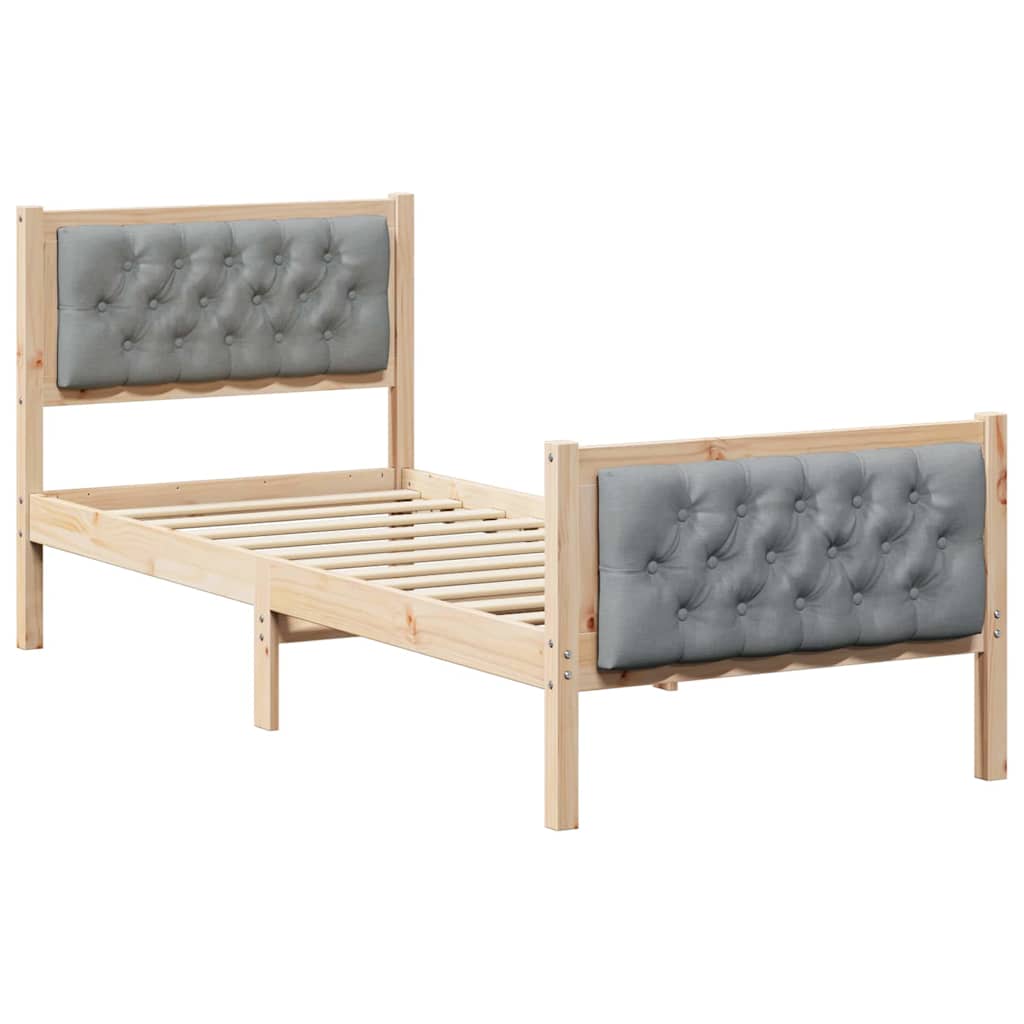 Bed Frame Light Grey 80 x 200 cm Solid Pine Wood