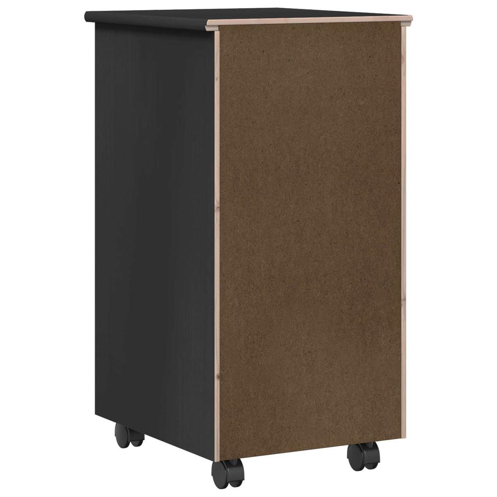 Mobile Storage Cabinet In Black 34 X 39 X 65.5 Cm Solid Pine Wood