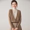 Autumn Winter High Neck Two-Piece Cashmere Knit Sweater for Women