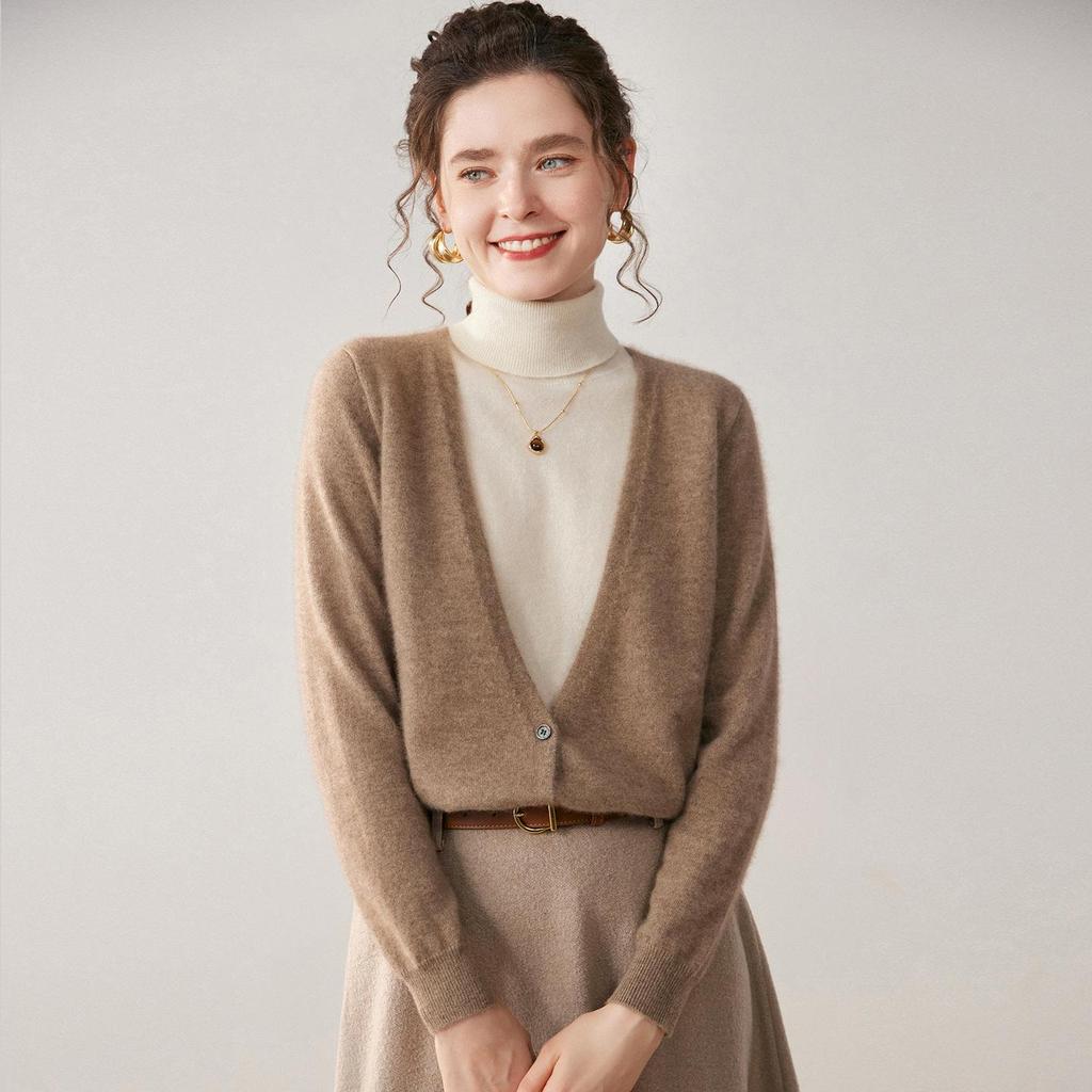 Autumn Winter High Neck Two-Piece Cashmere Knit Sweater for Women