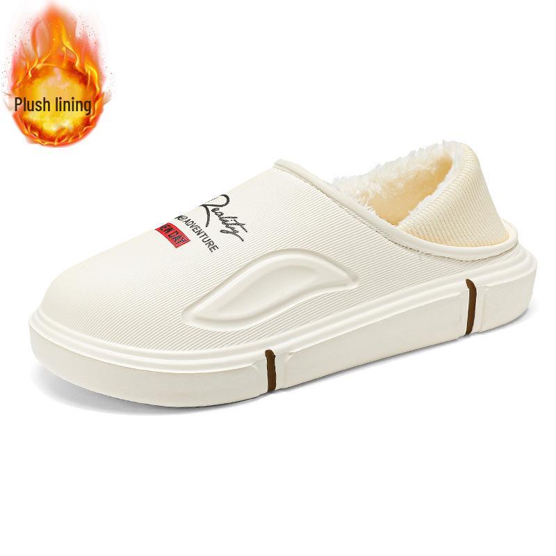 Men's Winter Indoor Cotton Slippers - Warm, Cold-Proof, Heel-Covered, Plush, Thickened, Large Size 47, Closed-Toe Shoes