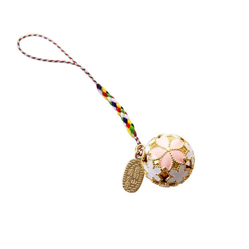 

With Rope Cherry Blossoms Bell Pendant Cute Design Hollower Temple Charm Jingle Bell Pendant Decor