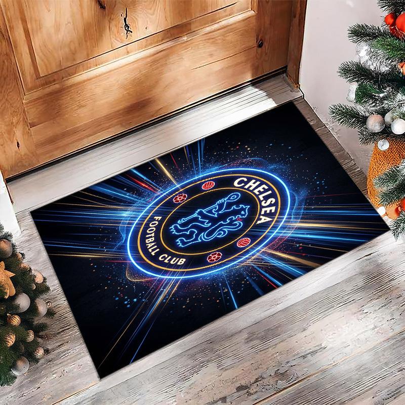 Chelsea FC Printed Flannel Area Rug Non Slip Soft Polyester Floor Carpet Indoor Decor Mat for Bedroom Living Room Sofa Game Room Home Decoration