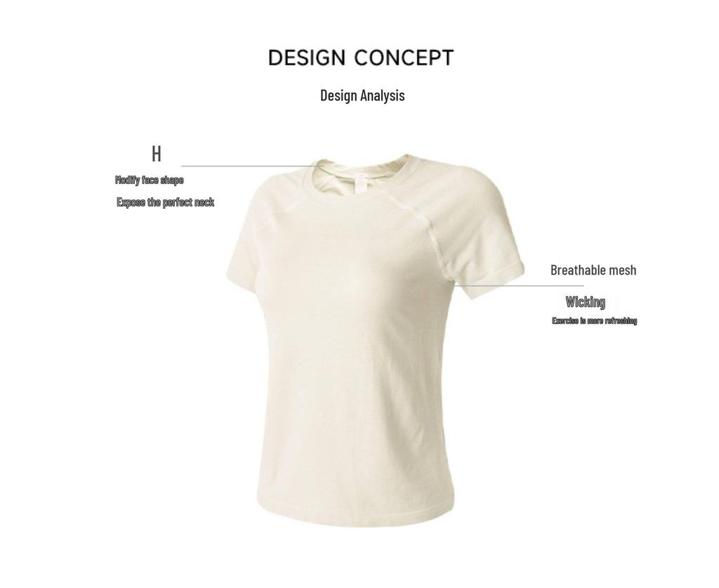 Damen Stretchy Nahtloses Strick Fitness-T-Shirt - Atmungsaktives, Hautfreundliches Kurzarm-Top für Yoga & Pilates