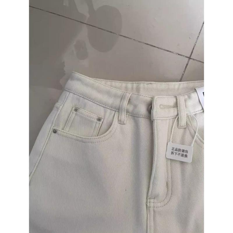 White Velvet Loose Straight Jeans Women's Autumn and Winter New High-waisted and Thin Casual Versatile Wide-leg Narrow Pants