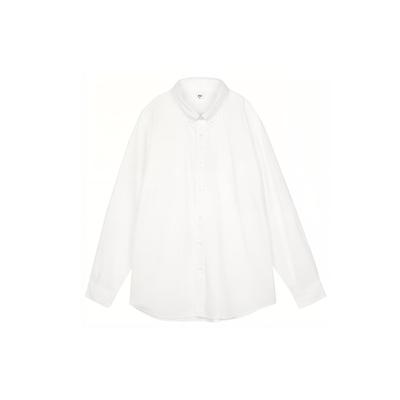 Solid Color Single-Breasted Casual Long Sleeve Shirt Men Shirts White 460980-00
