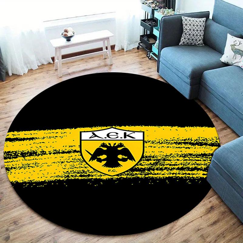 AEK Athens F.C Round Area Rug,Carpet Rug for Living Room Bedroom Sofa Playroom Decor,Non-slip Floor Mat