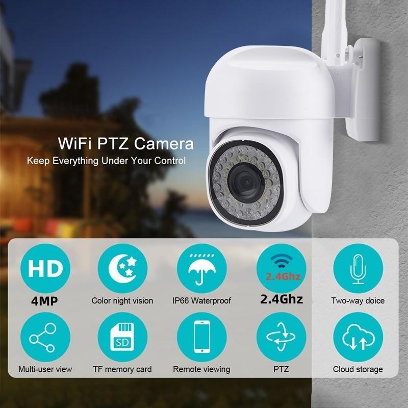 

Беспроводная IP-камера 4MP, наружная охранная Wi-Fi PTZ-камера 1080p HD с автоматическим отслеживанием, камера видеонаблюдения, камера P2P Cam