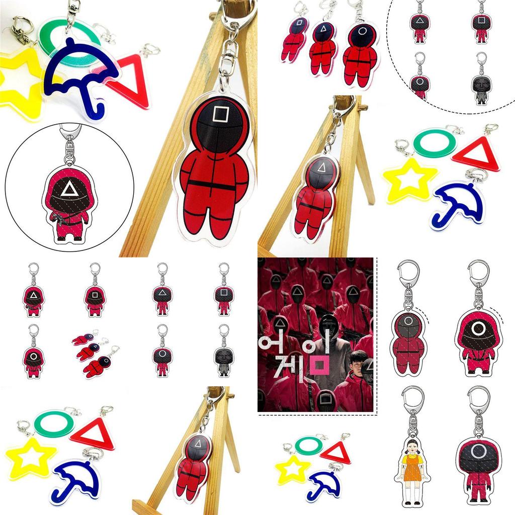 Squid Game Keychain Durable Acrylic Cartoon Keyring For Unique Fashion Statement