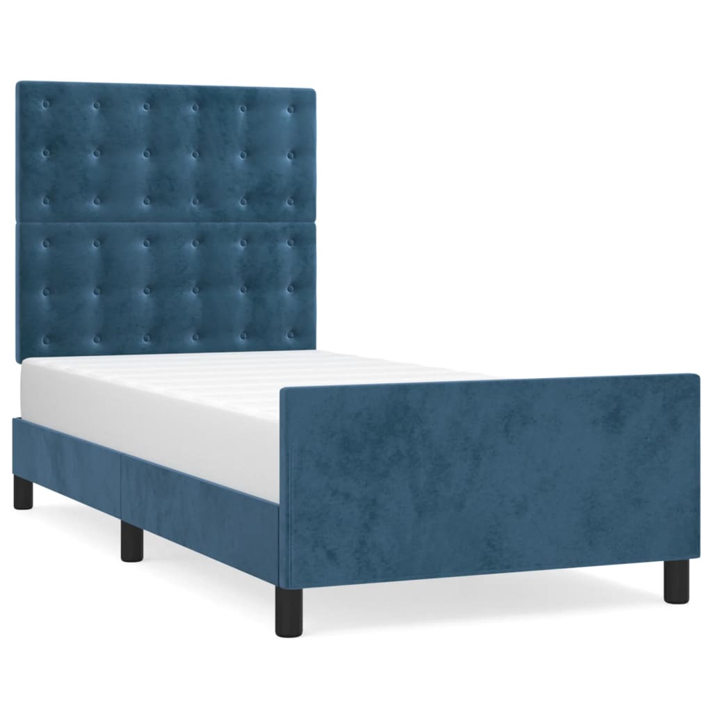 Bed Frame without Mattress Dark Blue 90 x 190 cm Velvet