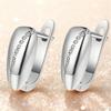Cute Female White Zircon Stone Hoop Earrings Vintage Fashion Silver Color Wedding  For Women