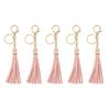 Uxcell 5-Piece Set of Leather Keychain Tassels for Women, Lobster Buckle Key Rings for Handbags, Wallets, and DIY Crafts, Light Pink