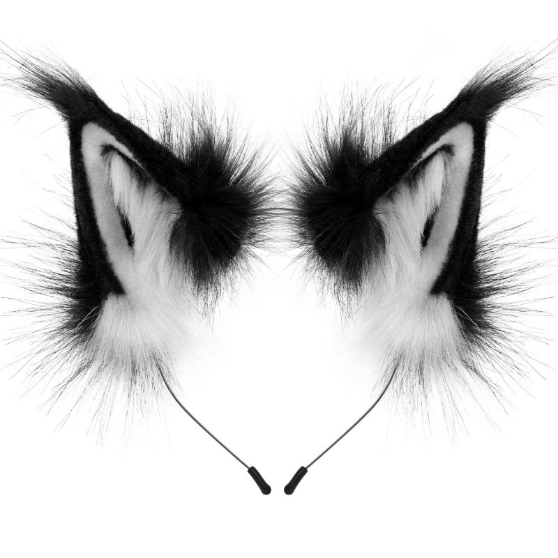 Faux Furs Foxes Wolf Ears Headband Furry Handmade Animal Ears Hairband Headwear Halloween Costume Cosplay Accessories