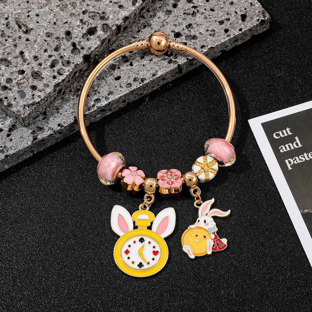 Alice In Wonderland Childrens Bracelet With Zinc Alloy Charm For Travel Gift
