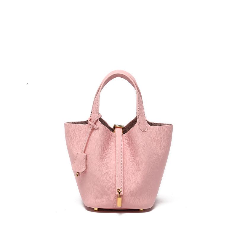 Women's High-Quality Genuine Leather Bucket Bag - Exquisite Cowhide Handbag