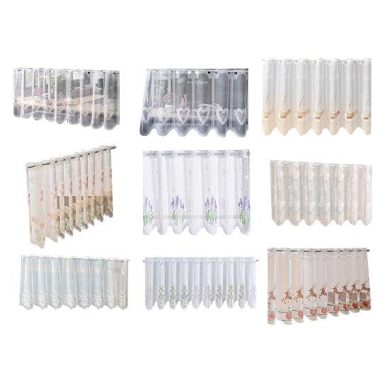 baizihuahu Lace Short Curtain, Half Windows French Style Hollow Gauze Sheer, Dustproof Curtain for Cabinets Bay