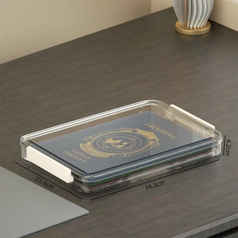 

Desktop Dustproof Certificate Storage Box File Materials Finishing Box Household Register Important Certificate Moisture-Proof File Bag Short Id Card Holder