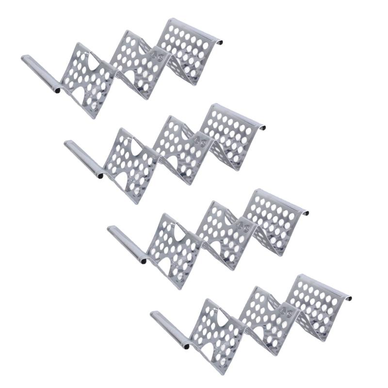 

4pcs Practical Stainless Steel Tacos Holders Waved Designs Stand Rack for Tacos Burritos and More Dishwasher Safe 1