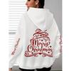 Holiday Direction Christmas Comfortable Best-Seller Cursive Christmas Tree Print Hoodie, Soft Casual Long Sleeve, Comfortable Fall Winter Daily Wear