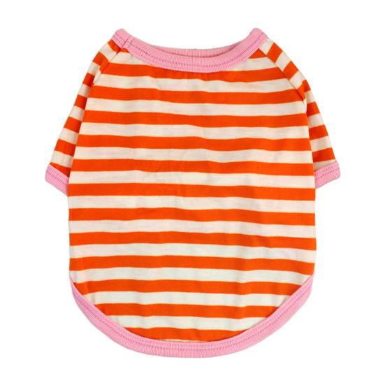 

Полосатая футболка для собак, футболка с круглым вырезом для питомца, футболка с коротким рукавом, повседневный пуловер, одежда для щенков для маленьких и средних собак L оранжевый