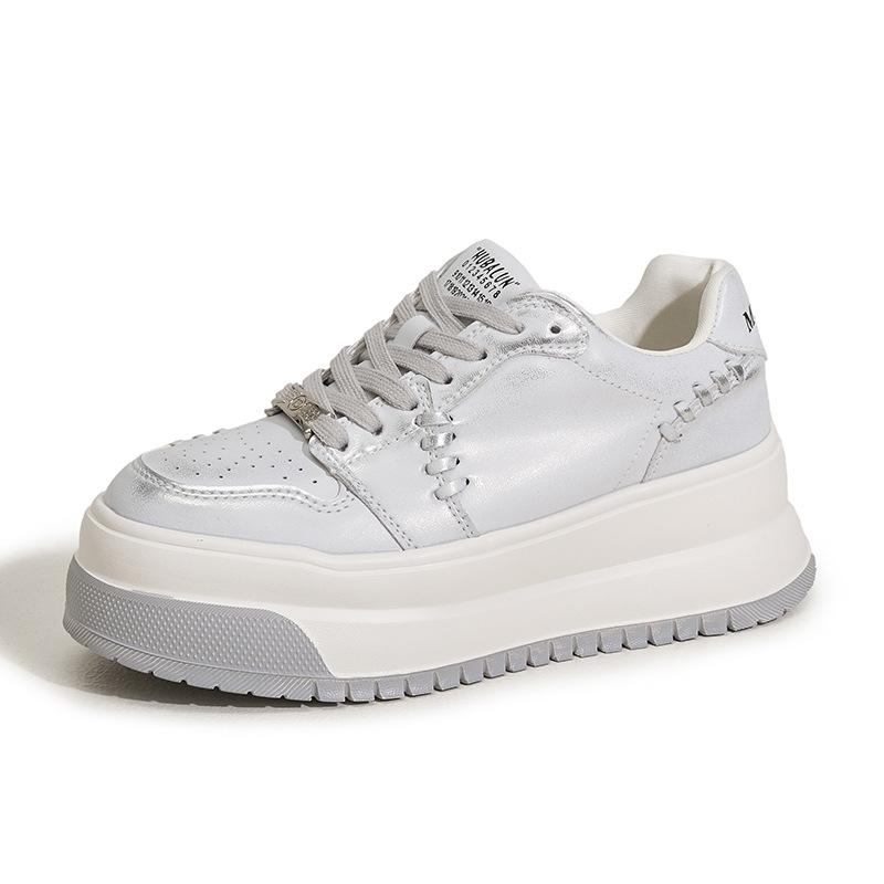 

Fashion 6CM Spring 2025 Fashionable White Sneakers Casual Thick Bottom Women s Outdoor Wear Sporty Versatile High Heel Trendy Shoes 40 серебряный