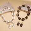 Diamond-set drip oval splicing adjustable sweater chain niche necklace