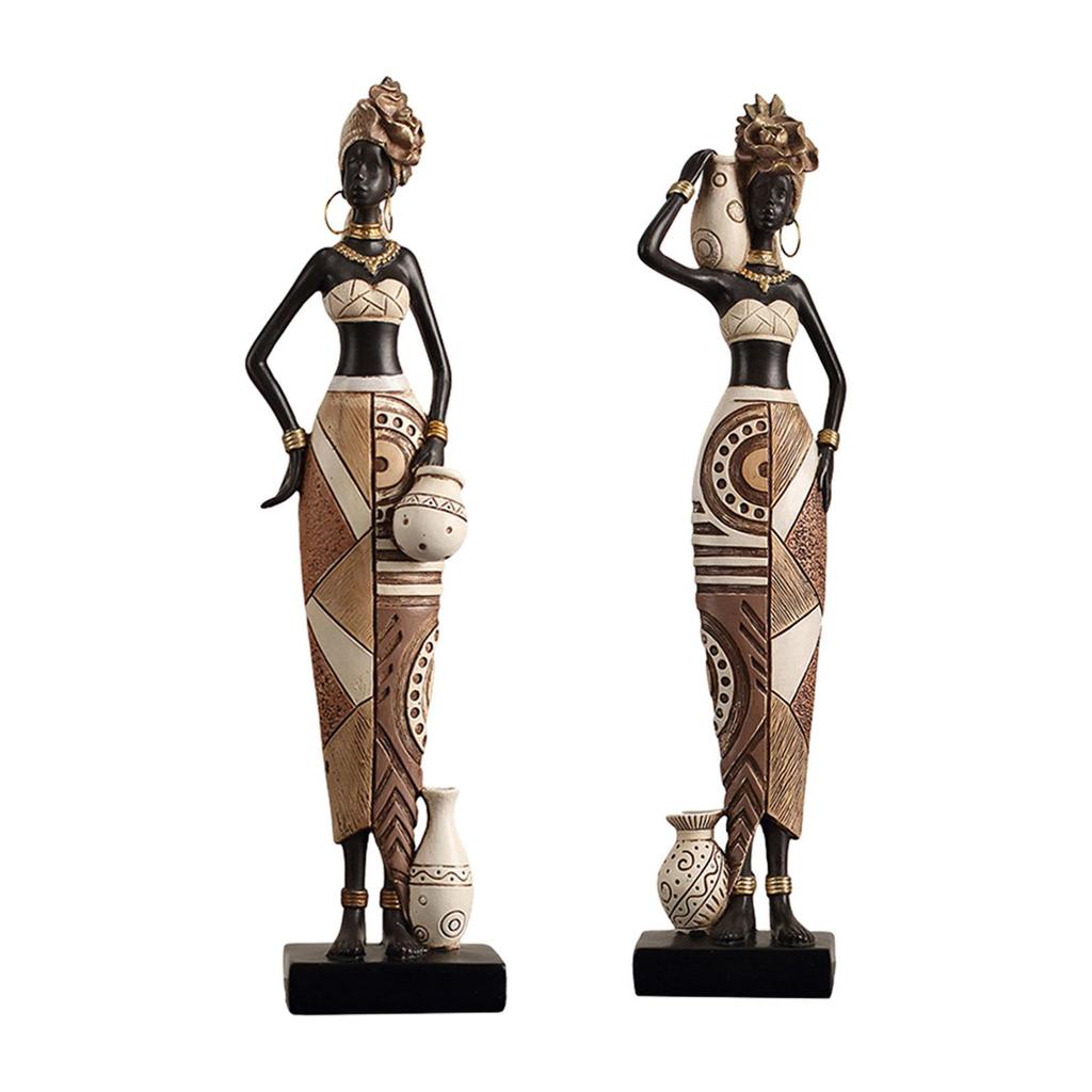 Afrikanska Kvinnor Staty Hylla Vardagsrum Husvärmning Afrikansk Konst Skulptur