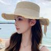 Fiocco Coreano Cappello di Paglia da Donna Estivo Protezione Solare Cappello da Pescatore a Tesa Larga Dama Ragazza Spiaggia Viaggio Visiere Parasole Cappelli Panama