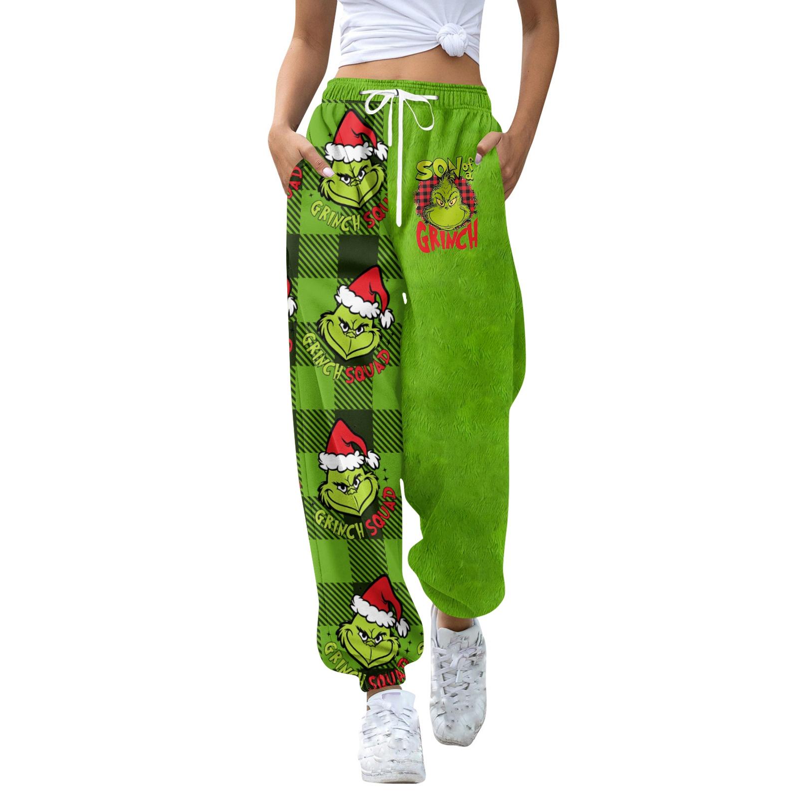 

Women s Casual Fashion Christmas Print Sweatpants With Drawstring Waistband And Cuffed Legs L армия зеленый