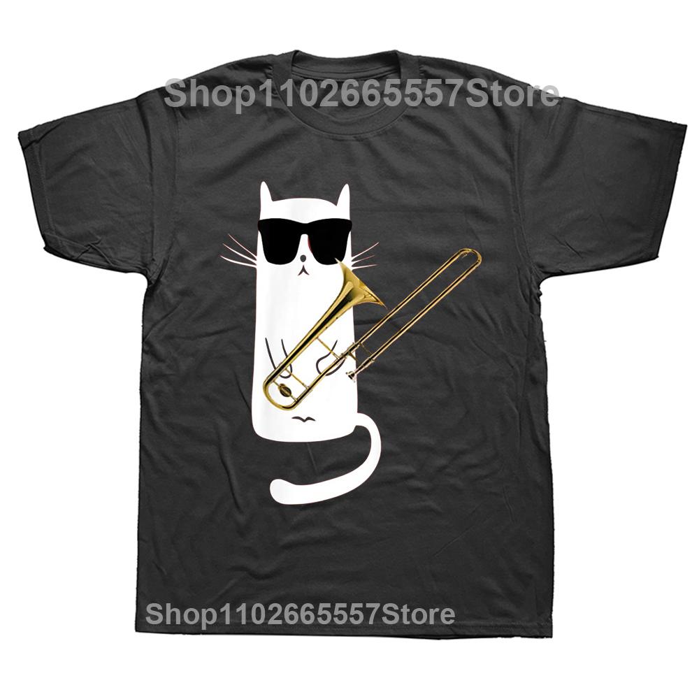 Funny Trombone Gift Jazz Music Marching Band T Shirts Graphic Cotton Streetwear Short Sleeve Birthday Gifts Summer Style Tshirt