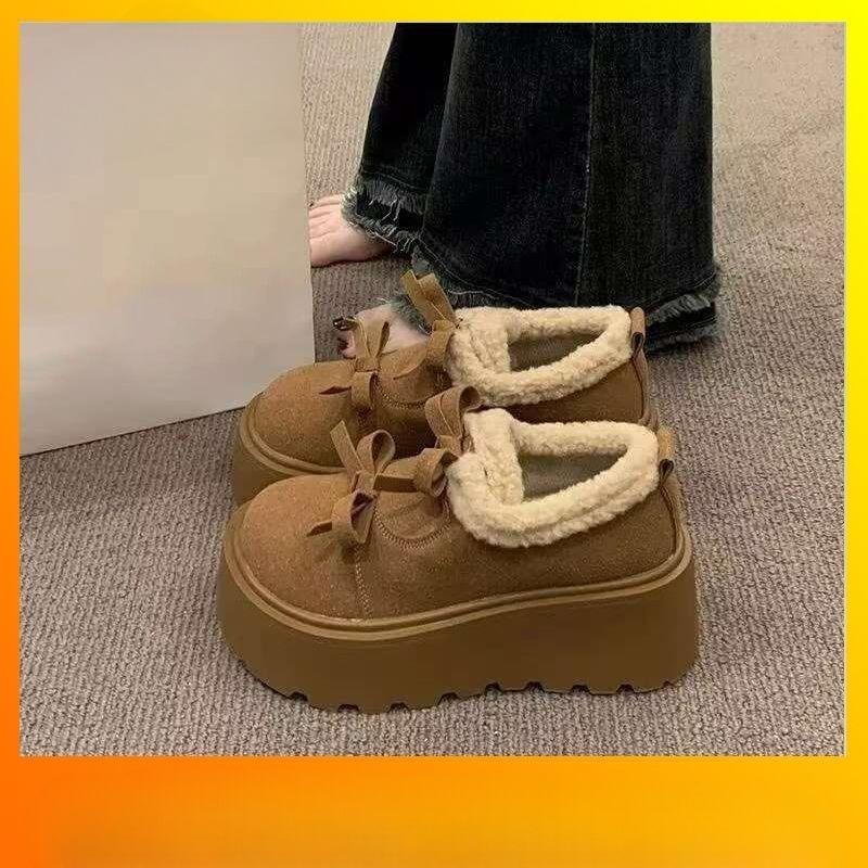 Nouvelles Chaussures à Semelles Épaisses, Augmentant la Taille, en Coton Polaire pour Femmes