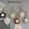 5pcs Floral PU Leather Keychain Mirrors Makeup Accessories Portable Makeup Keychain Accessories Key Chains For Women