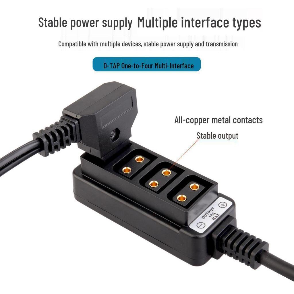 D-Tap 1-to-4 V-Mount Battery Adapter Cable for Camera Power Conversion
