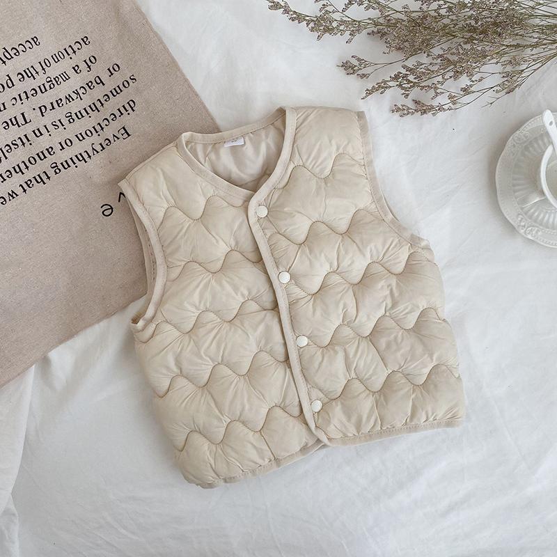 

Детский хлопковый жилет Осень Зима Детский жилет для мальчиков и девочек Повседневный жилет 80cm бежевый