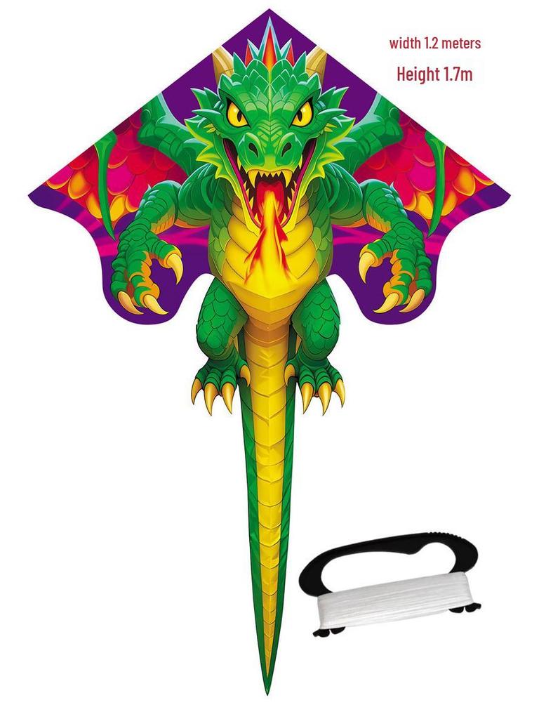 Children's Green Pterodactyl Dragon Kite - Popular Cartoon Dinosaur Design