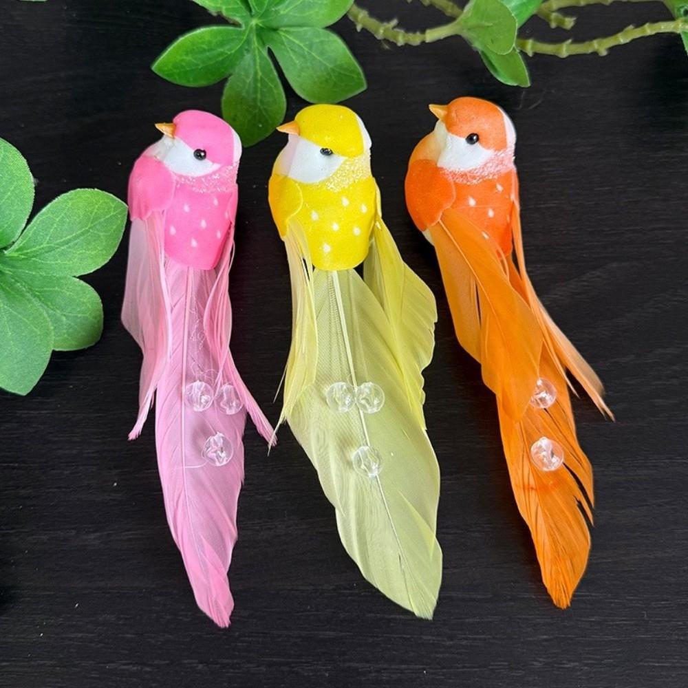 6pcs Colorful Simulation Birds Home Decor Photography Props Artificial Foam Feathers Birds Art Craft Sculptures with Clip