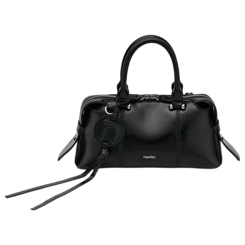 NEELEY Original Design Soft Leather Boston Crossbody Bag Medium чёрный