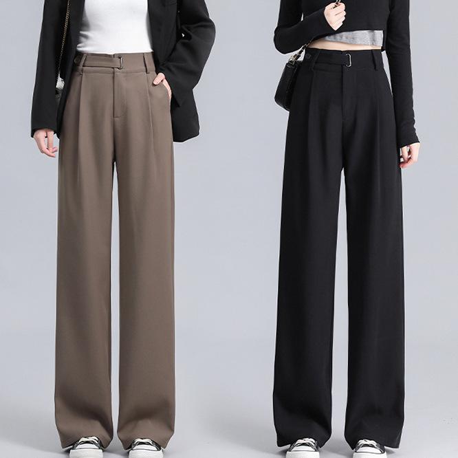 Women's Spring 2025 Straight Leg High Waist Casual Wide Leg Pants