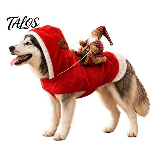 Funny Santa Claus Pet Suit Rider Dog Costume, Christmas Outfit with Adjustable Closure, Riding Costume Holiday Apparel for Puppies Small Large